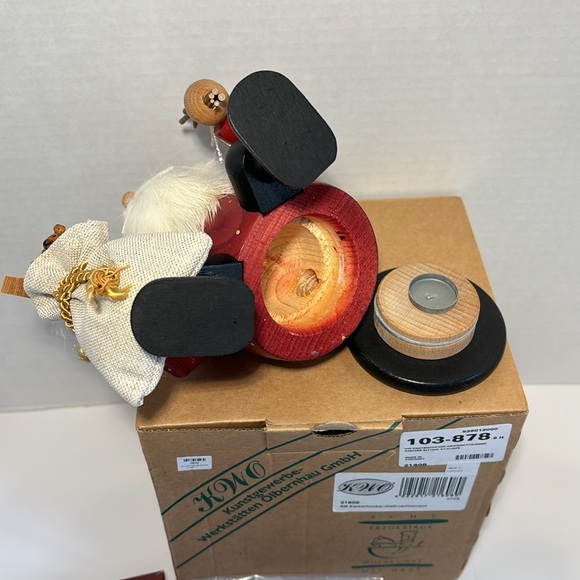 KWO German Incense Smoker Sitting Santa Toy Bag Erzgebirge Germany Christmas NIB - Picture 3 of 14